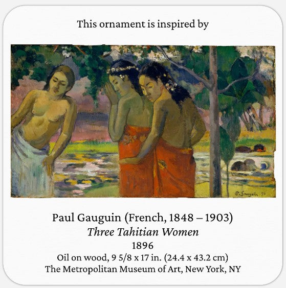 Handblown Glass Ornament Inspired by Paul Gauguin's Three Tahitian Women, Fair Trade Handcrafted
