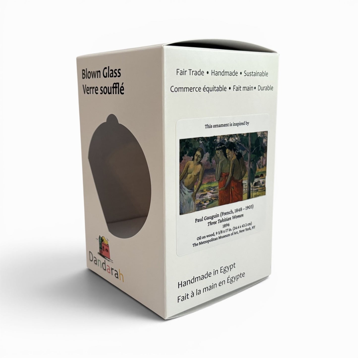 Handblown Glass Ornament Inspired by Paul Gauguin's Three Tahitian Women, Fair Trade Handcrafted