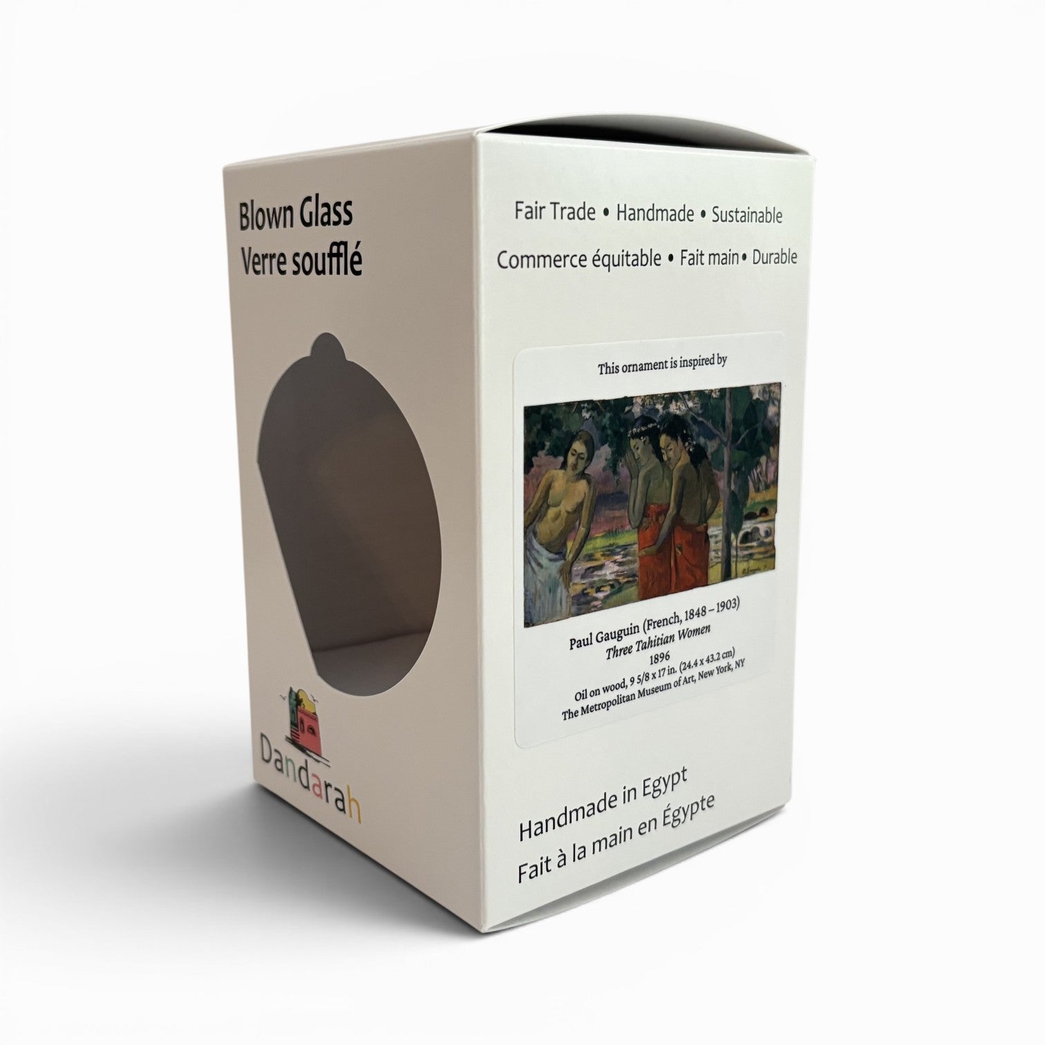Handblown Glass Ornament Inspired by Paul Gauguin's Three Tahitian Women, Fair Trade Handcrafted
