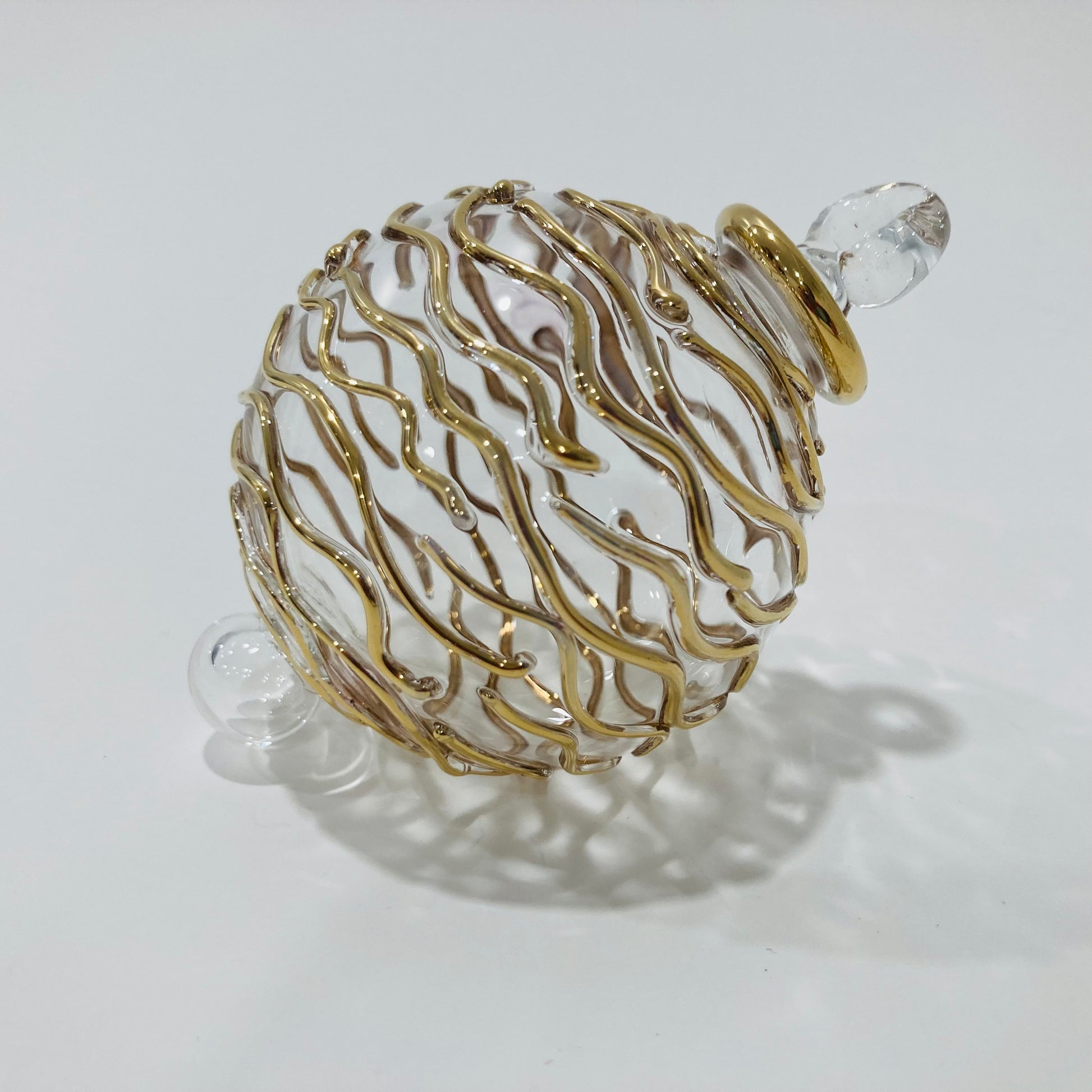 Blown Glass Ornament - Gold Spiral