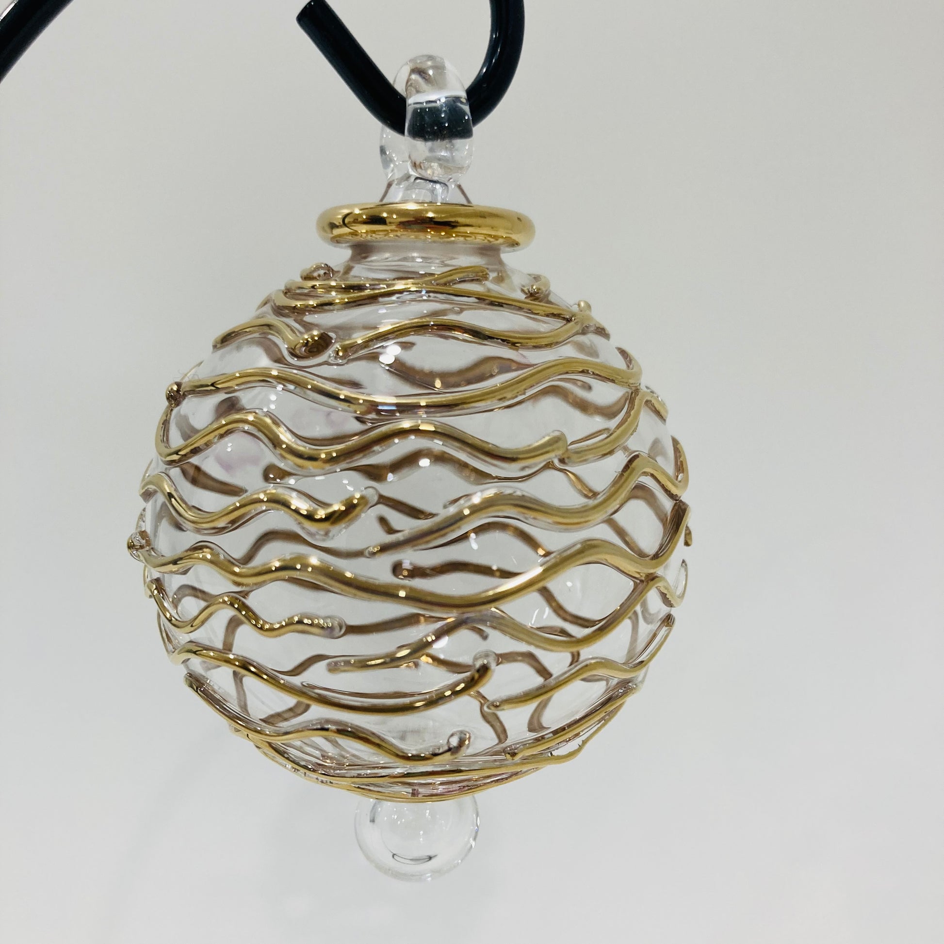 Blown Glass Ornament - Gold Spiral