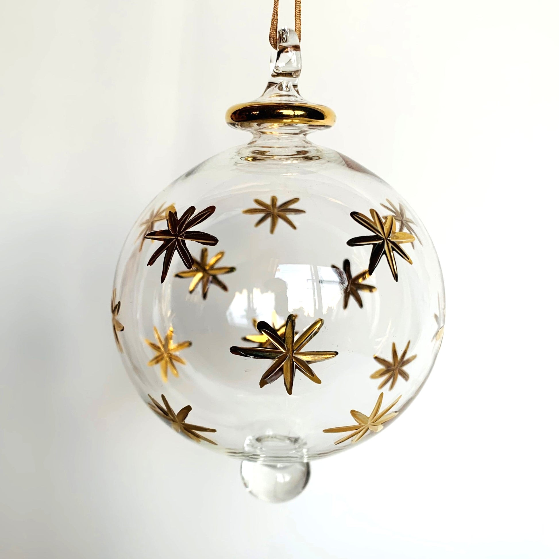 Blown Glass Ornament - Gold Stars