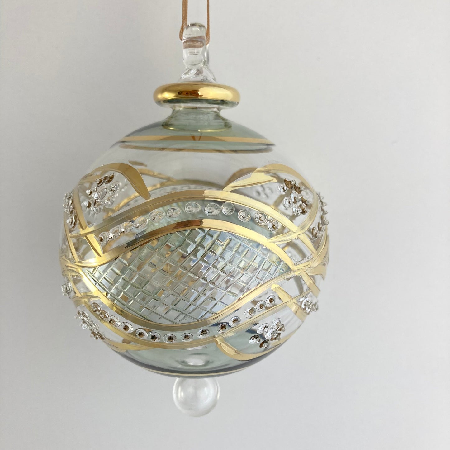 Blown Glass Ornament - Green Garland