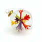 Handblown Glass Ornament with Floral Design Inspired by Paul Klee's Trees & Architecture Painting, Fair Trade Handcrafted