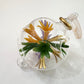 Decorative blown glass ornament with floral design inspired from Klimt's The Kiss painting, fair trade