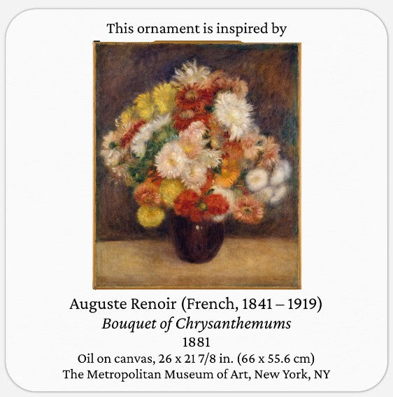 Auguste Renoir's Bouquet of Chrysanthemums painting, fair trade handcrafted