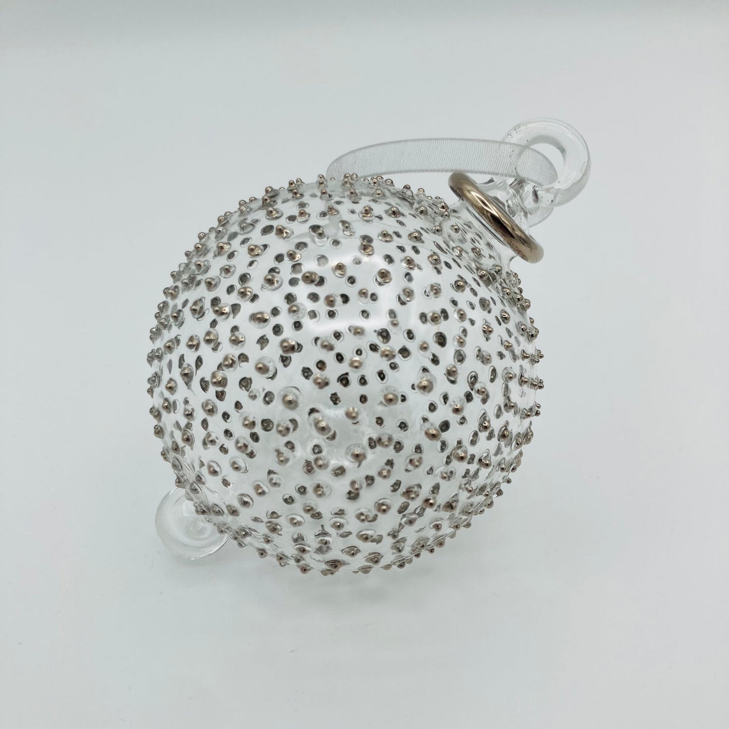 Blown Glass Ornament - Silver Dots