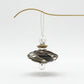 Blown Glass Small Ornament in the Shape of a Spinning Top with Black and Clear Swirls and Gold Trim, Fair Trade Handmade