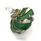 Blown Glass Small Ornament in the Shape of a Toupie with Clear and Green Swirls and Gold Trim, Fair Trade Handmade