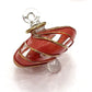 Blown Glass Small Ornament in the Shape of a Toupie with Clear and Red Swirls and Gold Trim, Fair Trade Handmade