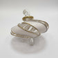 Blown Glass Small Ornament in the Shape of a Toupie with Gold and White Swirls