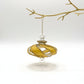 Blown Glass Small Ornament in the Shape of a Toupie with Clear and Yellow Swirls and Gold Trim, Fair Trade Handmade