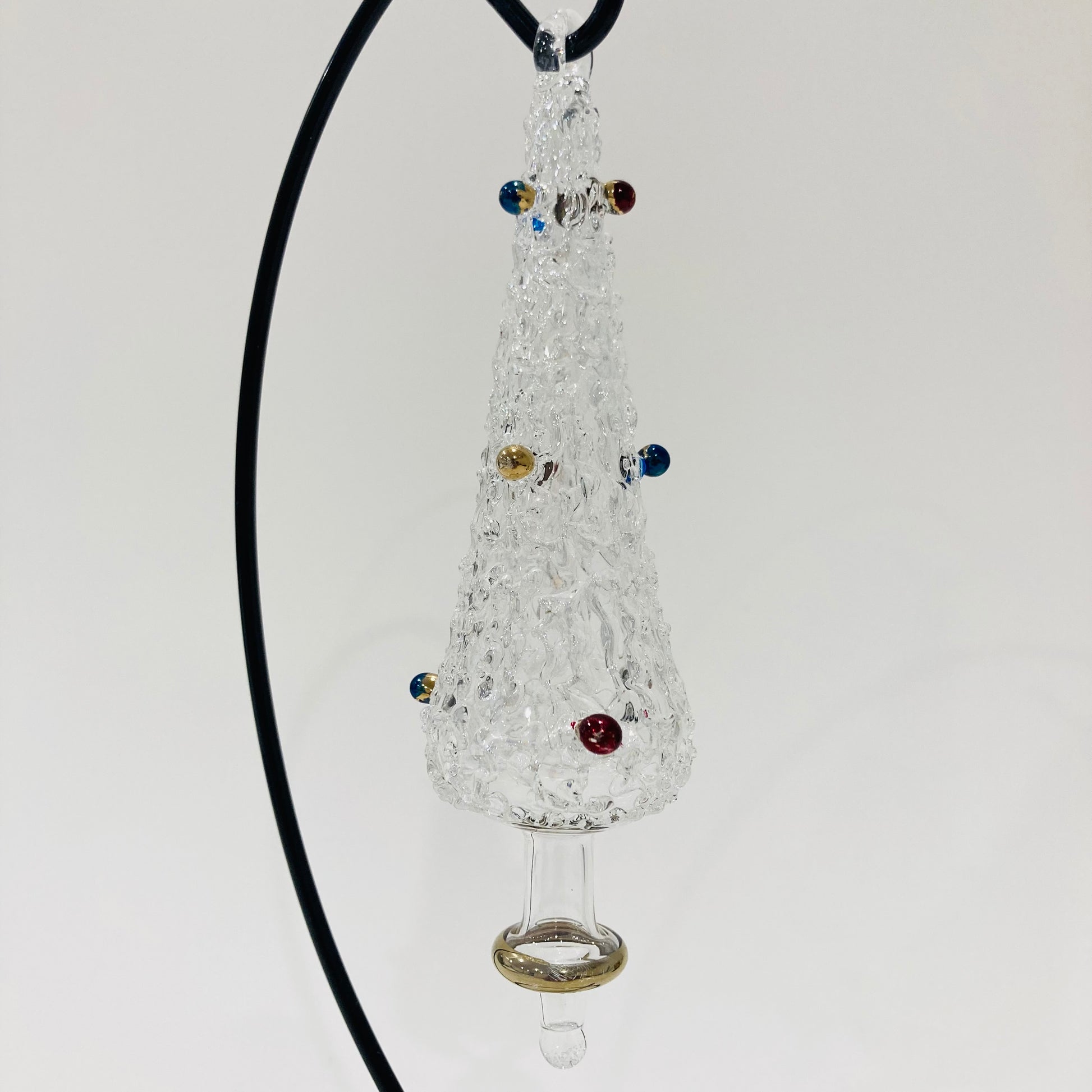 Blown Glass Ornament - Pine Tree White