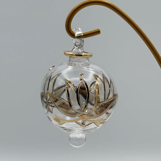 Blown Glass Small Ornament - Amber Lotus