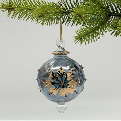 Fair Trade Hand-blown Glass Small Ornament - Colored Snow Flake, Ethically Handmade