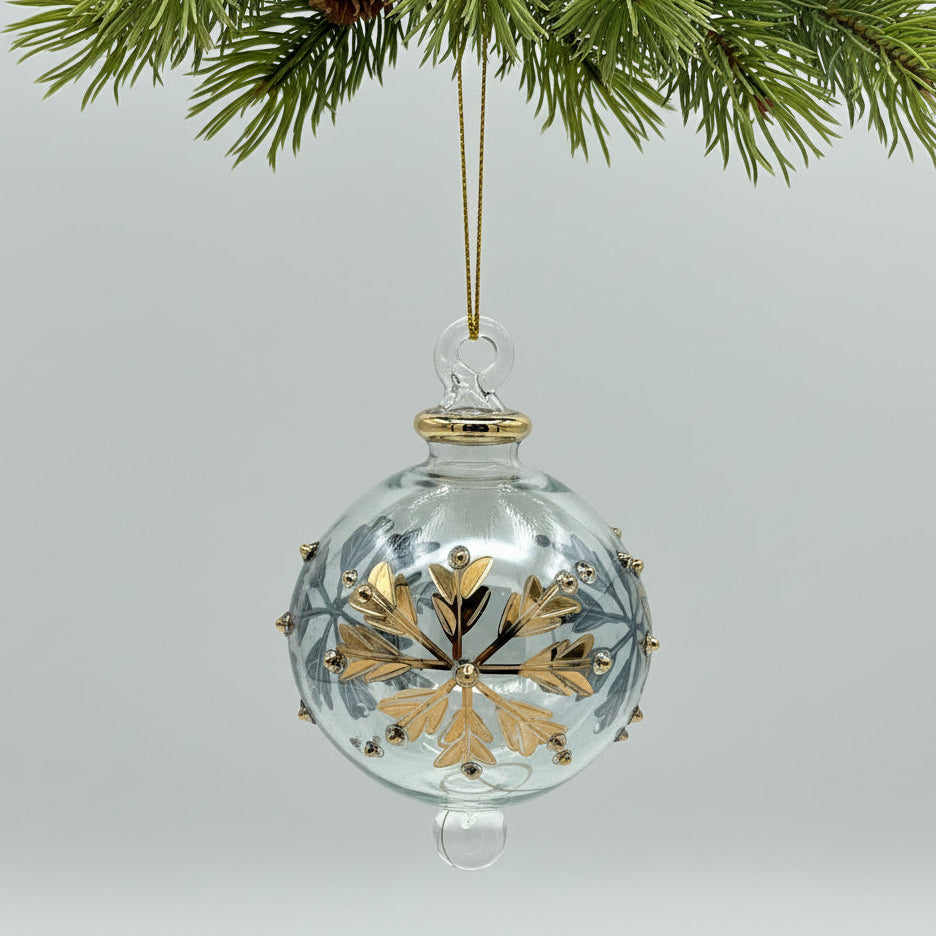 Fair Trade Hand-blown Glass Small Ornament - Colored Snow Flake, Ethically Handmade