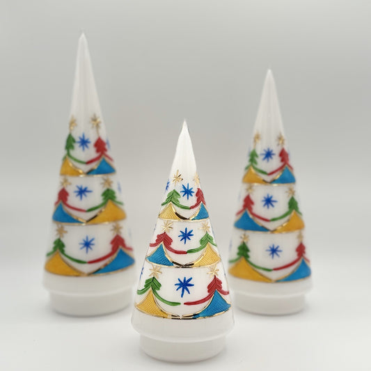 Blown Glass Tabletop Christmas Tree - Cone Colored Short Trees