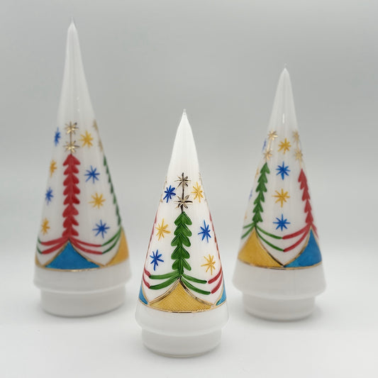 Blown Glass Tabletop Christmas Tree - Cone Colored Single Row