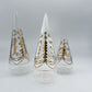 Blown Glass Tabletop Christmas Tree - Cone Engraved Silver & Gold