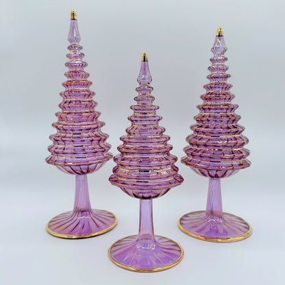 Ethically Handmade Blown Glass Tabletop Christmas Tree - Spruce Pink Magenta