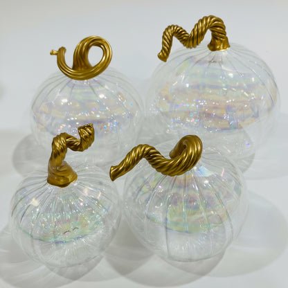 Blown Glass - Tabletop Pumpkin with Gold
