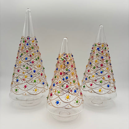 Blown Glass Tabletop Tree - Cone Dancing Flowers