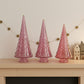 Blown Glass Tabletop Christmas Tree - Cone Swirl Pink
