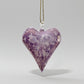 Blown glass heart-shaped ornament  with marbled white and lavender design, fair trade