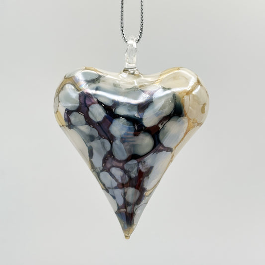 Blown Glass Ornament - Heart: Multi / Yellow