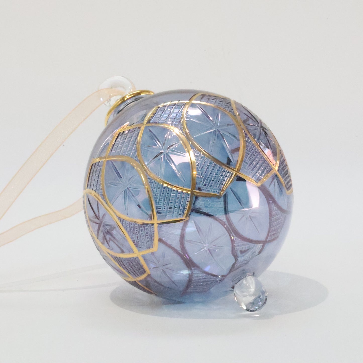 Blown Glass Ornament - Celestial Star Blue