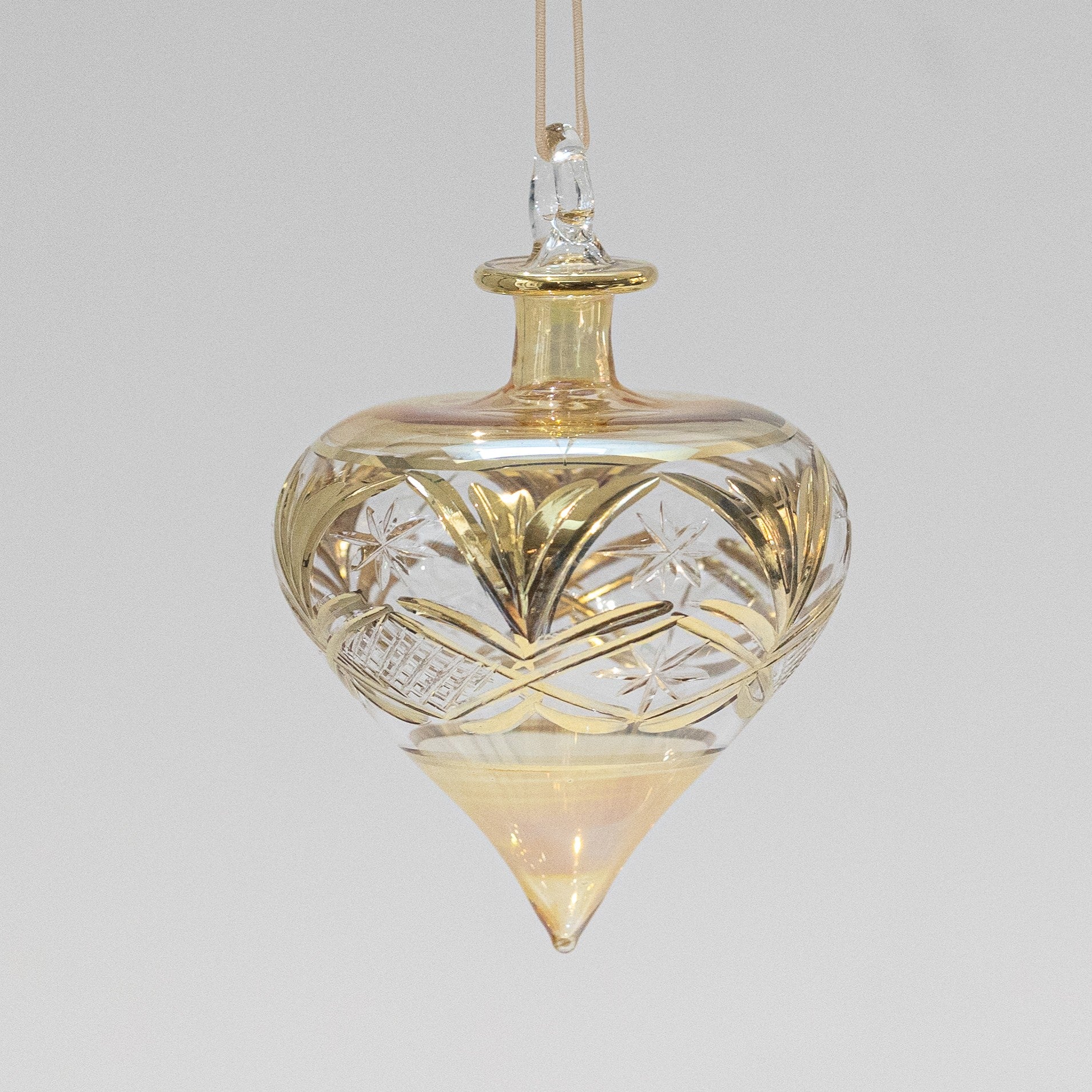 Blown Glass Ornament - Drop Amber