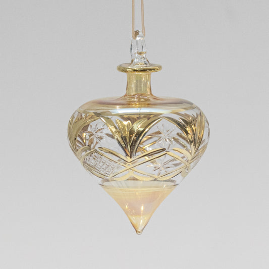 Blown Glass Ornament - Drop Amber