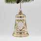 Fair Trade Handblown Glass Engraved Bell Ornament with Gold Details