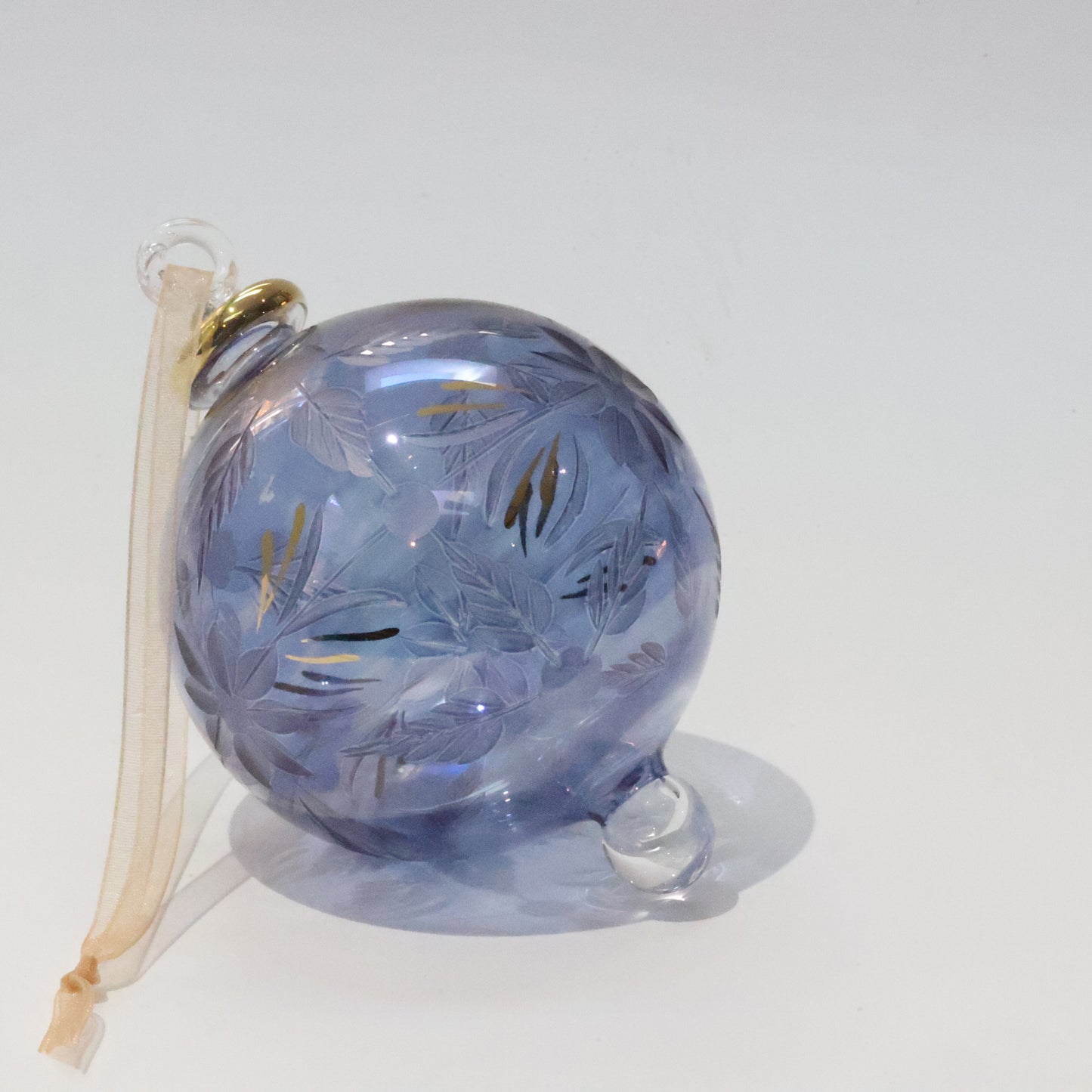 Blown Glass Ornament - Flowers in Blue