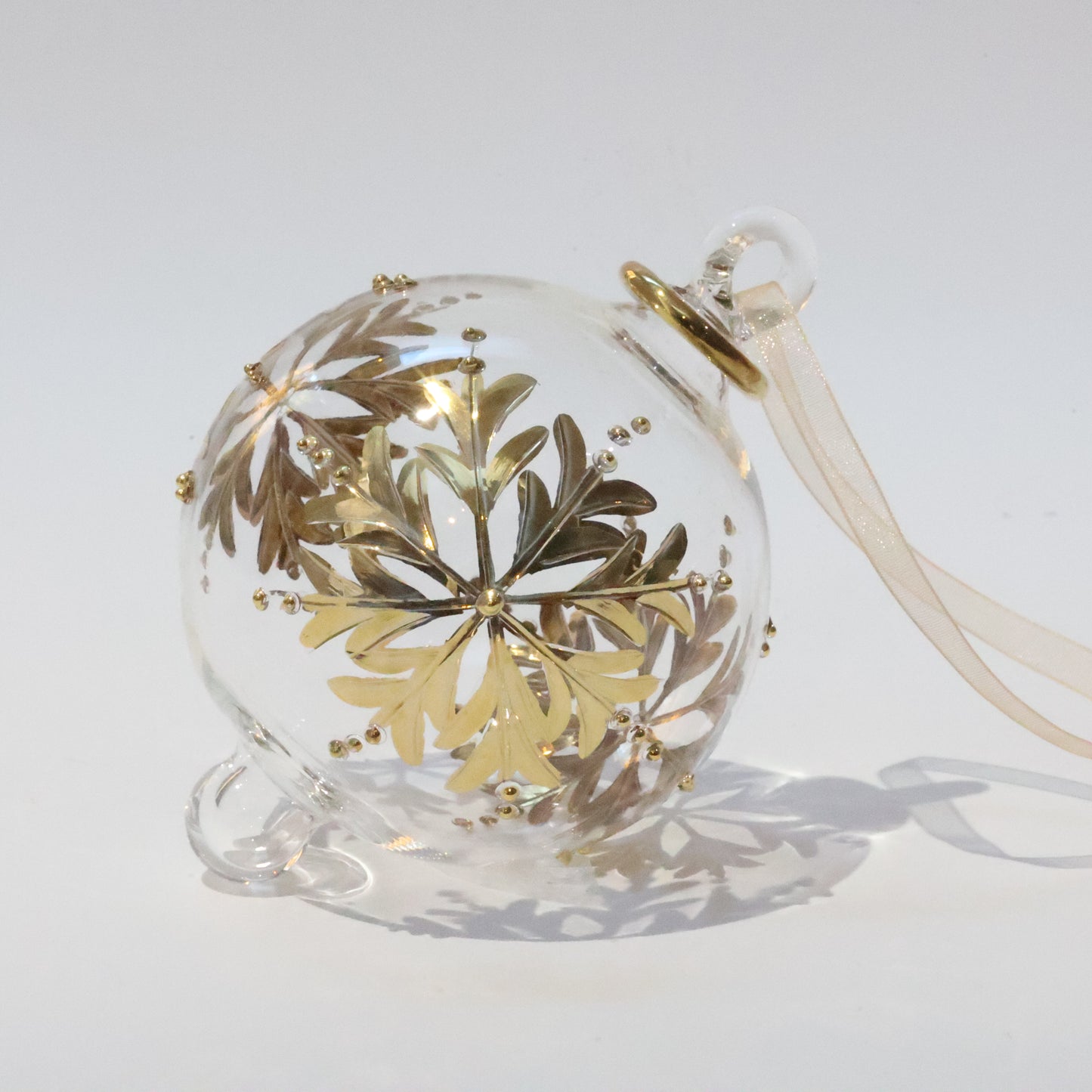 Blown Glass Ornament - Gold Snow Flake