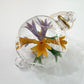 Decorative blown glass ornament with floral design inspired from Klimt's The Kiss painting, fair trade