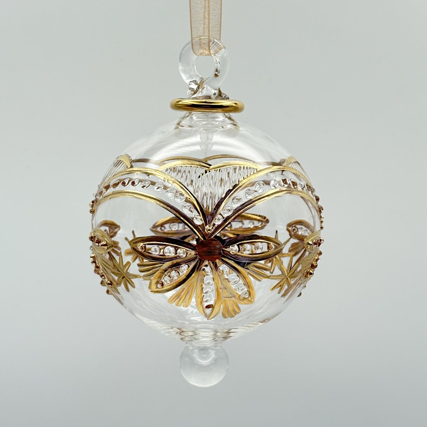 Blown Glass Ornament - Lotus Garland Gold