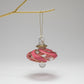 Blown glass ornament with pink and clear glass stripes with gold trim, Fair Trade Handcrafted