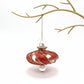 Blown Glass Small Ornament in the Shape of a Toupie with Clear and Red Swirls and Gold Trim, Fair Trade Handmade