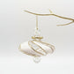 Blown Glass Small Ornament in the Shape of a Toupie with Gold and White Swirls