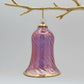 Decorative handblown glass iridescent pastel colored wavy bell ornaments with glass clapper, pink