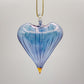 Fair Trade Handblown Glass Heart Ornament, Iridescent Light Blue, Ethically Handmade