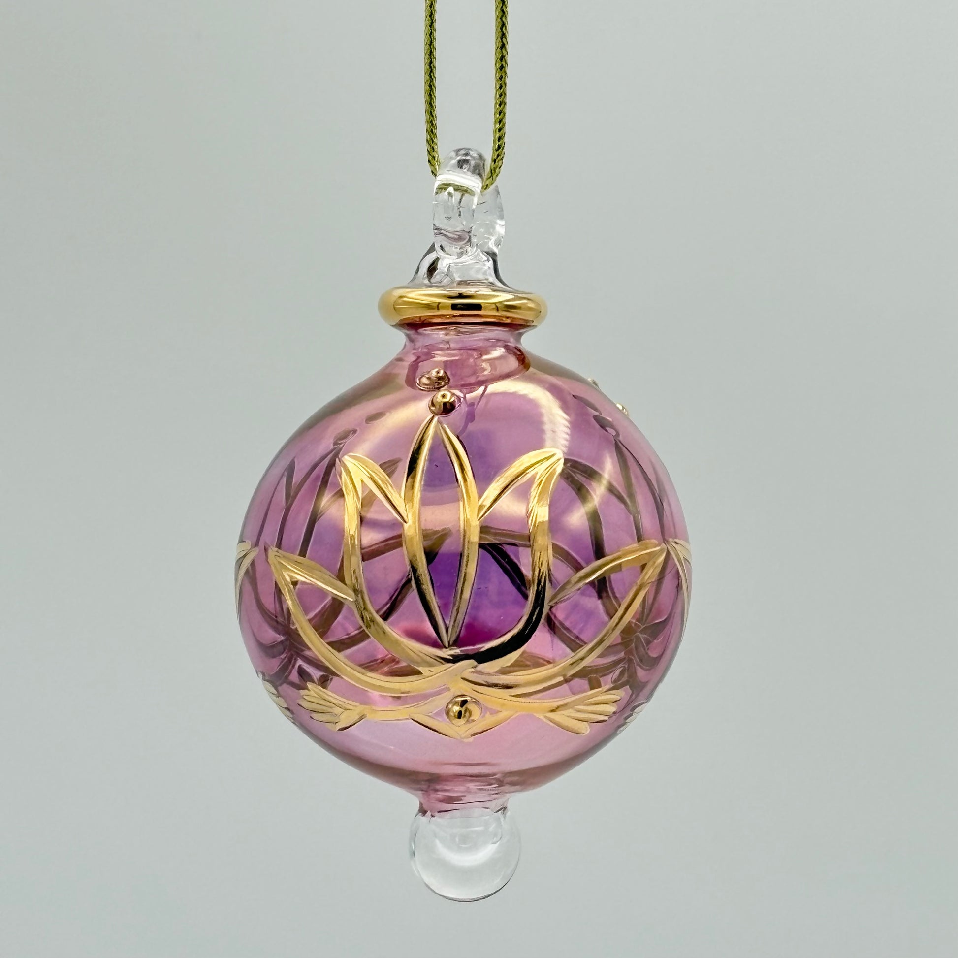 Blown Glass Small Ornament - Colored Lotus