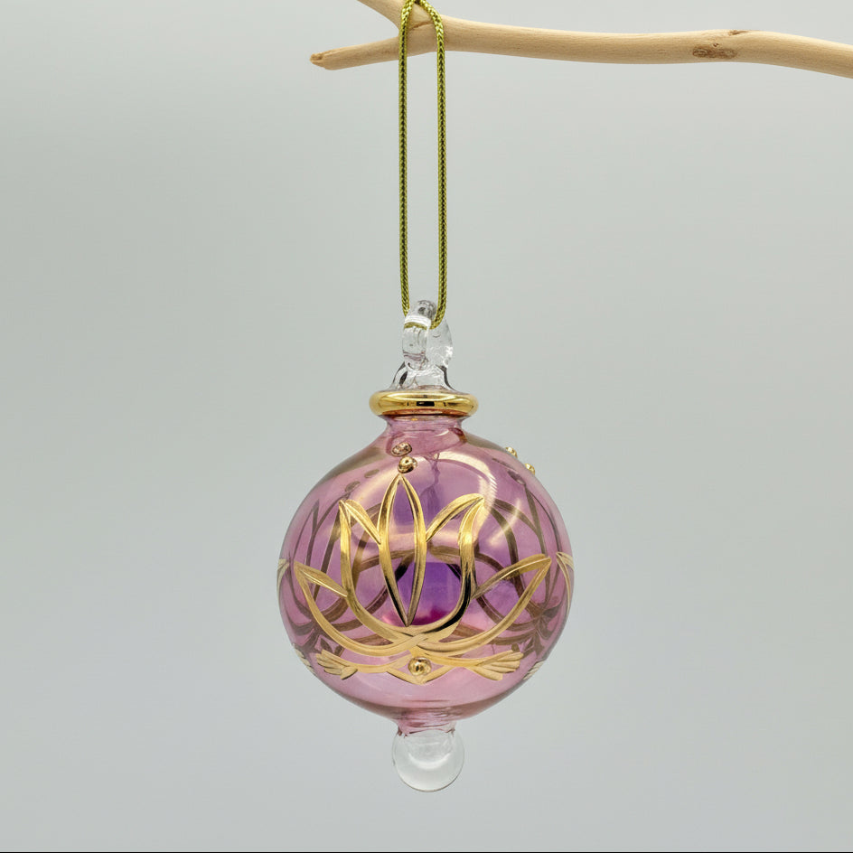 Blown Glass Small Ornament - Colored Lotus
