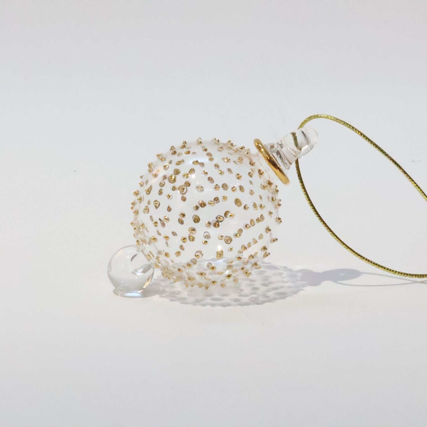 Blown Glass Ornament - Gold Dots