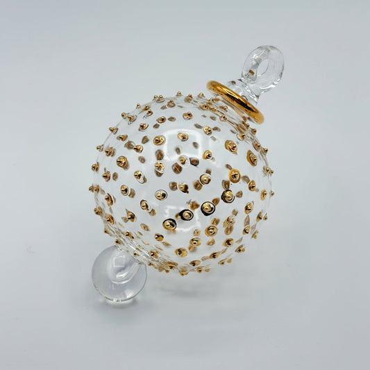 Blown Glass Ornament - Gold Dots