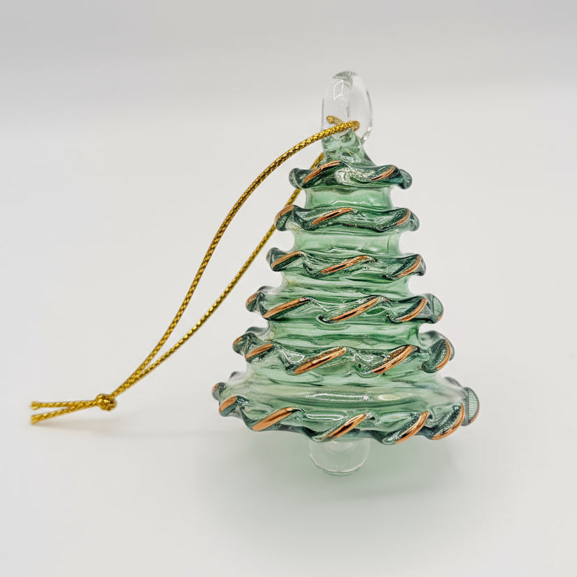 Green blown glass Christmas tree ornament
