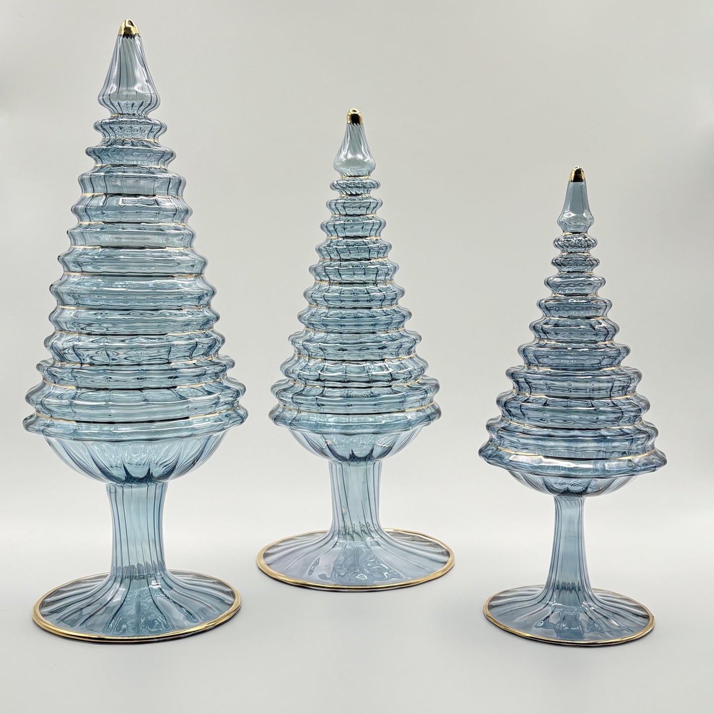 Blown Glass Tabletop Christmas Tree - Spruce Light Blue