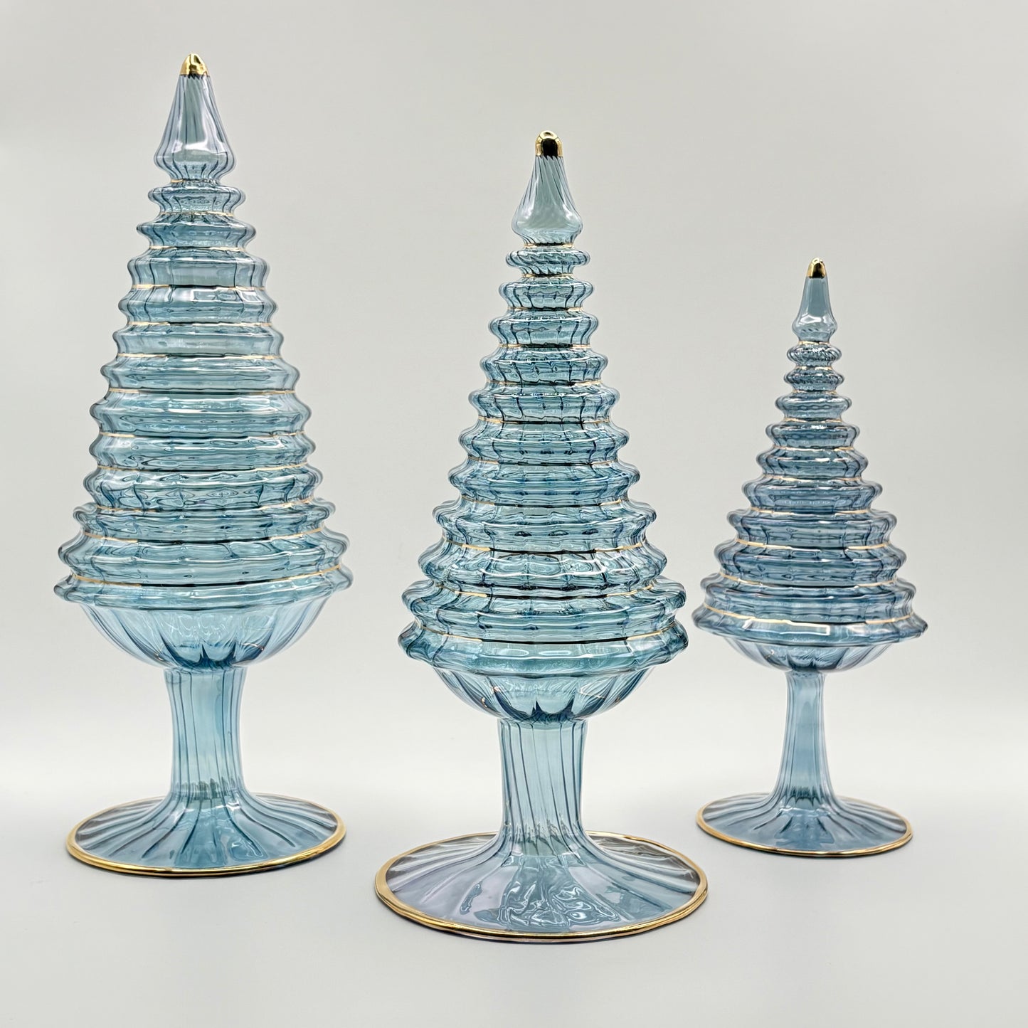 Blown Glass Tabletop Christmas Tree - Spruce Light Blue