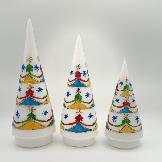 Blown Glass Tabletop Christmas Tree - Cone Colored Short Trees